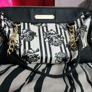 Betsey Johnson Black and white rose purse